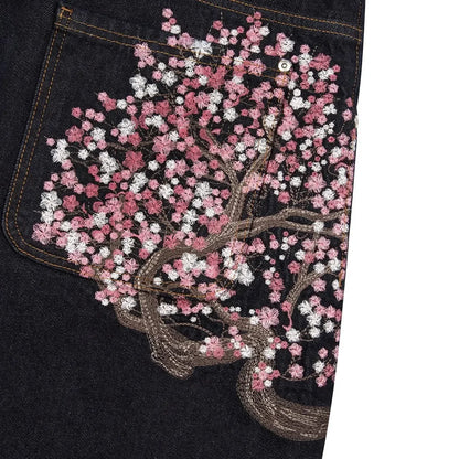 Baggy Jeans Y2K Vintage Blossom Embroidery