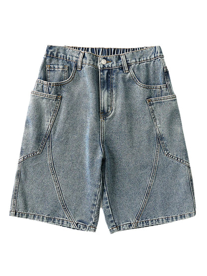 Casual Men’s Denim Cargo Shorts –  Straight Fit, Summer Style