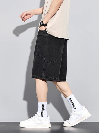 Casual Men’s Denim Cargo Shorts –  Straight Fit, Summer Style