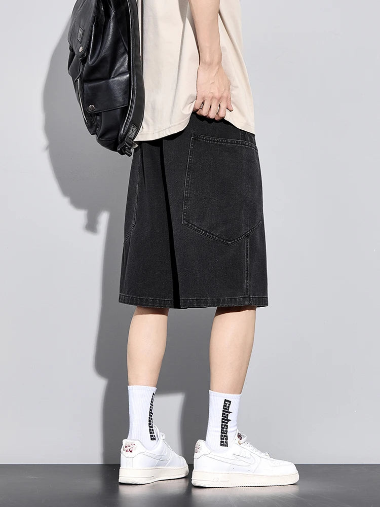 Casual Men’s Denim Cargo Shorts –  Straight Fit, Summer Style