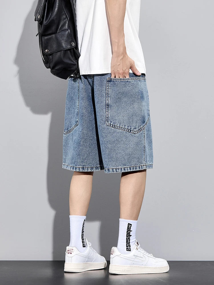 Casual Men’s Denim Cargo Shorts –  Straight Fit, Summer Style