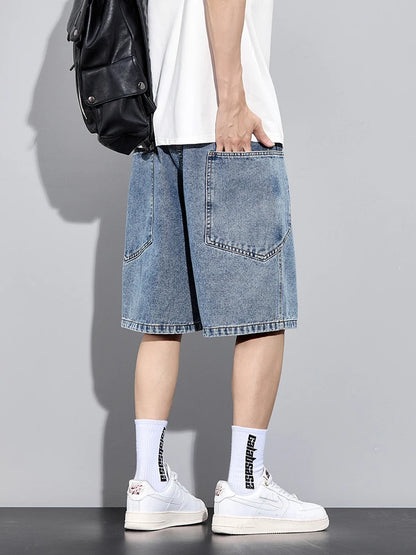 Casual Men’s Denim Cargo Shorts –  Straight Fit, Summer Style