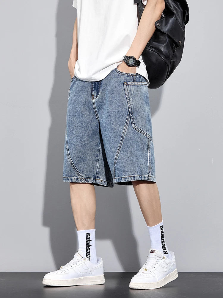 Casual Men’s Denim Cargo Shorts –  Straight Fit, Summer Style