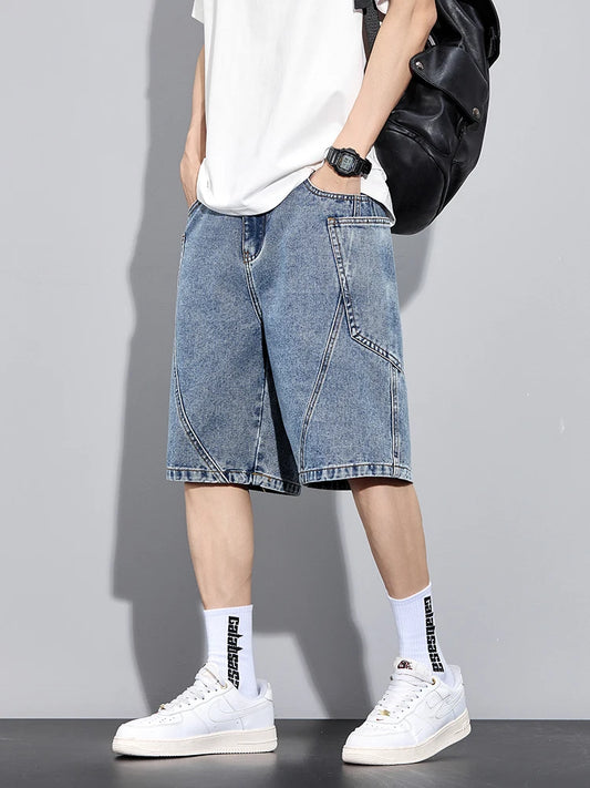 Casual Men’s Denim Cargo Shorts –  Straight Fit, Summer Style