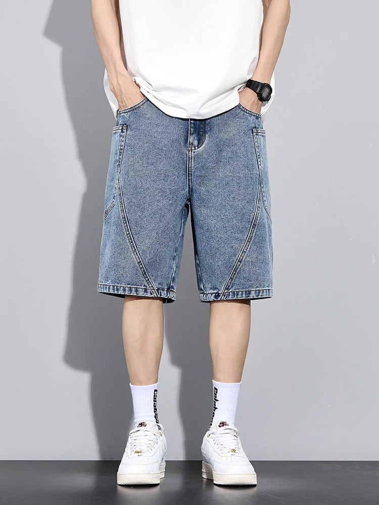 Casual Men’s Denim Cargo Shorts –  Straight Fit, Summer Style