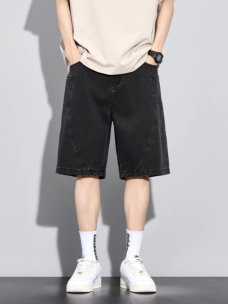 Casual Men’s Denim Cargo Shorts –  Straight Fit, Summer Style