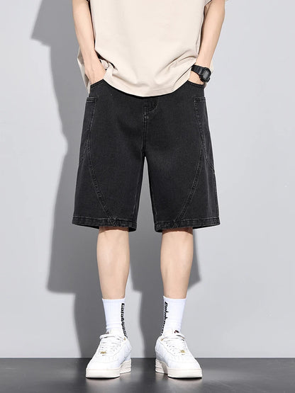 Casual Men’s Denim Cargo Shorts –  Straight Fit, Summer Style
