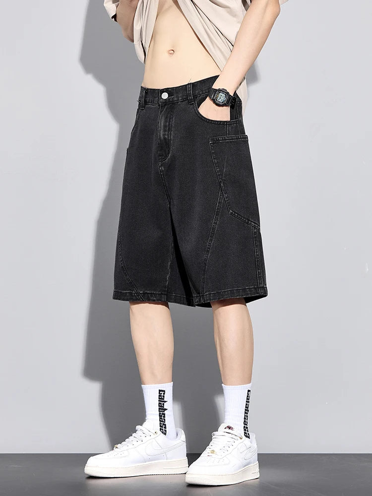Casual Men’s Denim Cargo Shorts –  Straight Fit, Summer Style