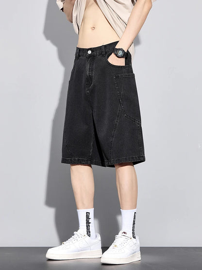 Casual Men’s Denim Cargo Shorts –  Straight Fit, Summer Style