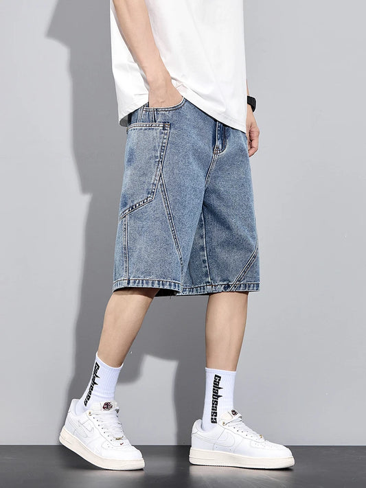 Casual Men’s Denim Cargo Shorts –  Straight Fit, Summer Style