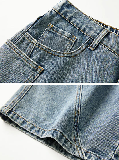 Casual Men’s Denim Cargo Shorts –  Straight Fit, Summer Style